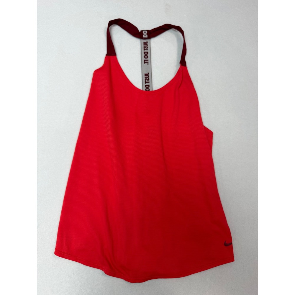 Nike Dri-FIT Womens Red Just Do It Elastic T-Back Tank Top Medium 871795-647